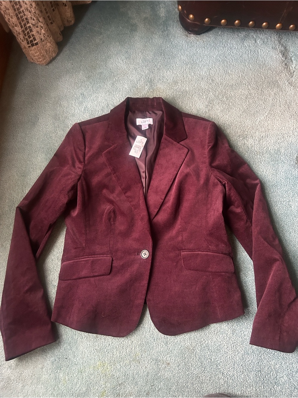 Loft Slim Fit Deep Purple Plum Velvet Blazer